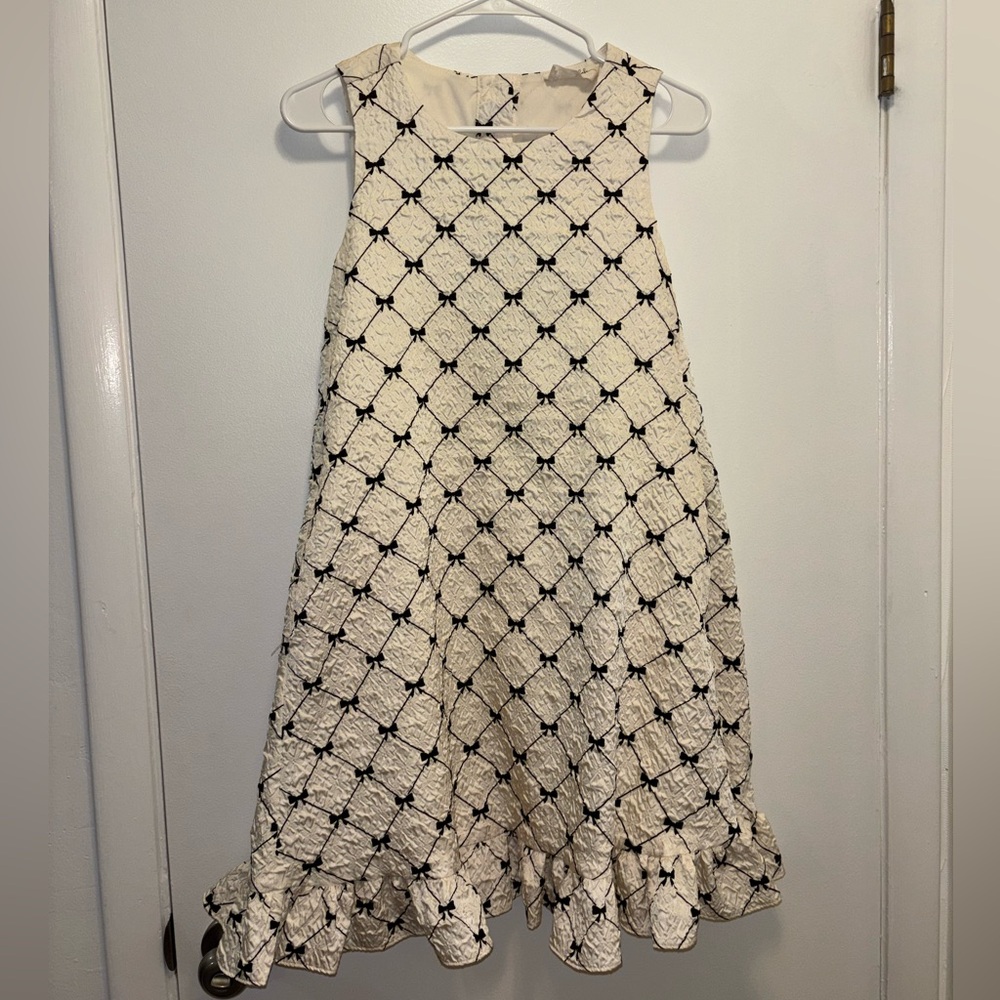 Black Bow Dress with Pearl Buttons